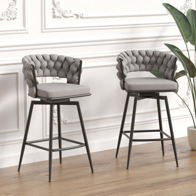 Les chaises de bar pivotantes à 360 °, équipées d'un tabouret de comptoir à dossier doux et rembourré, d'une chaise de cuisine moderne de luxe à pieds en métal, conviennent aux repas en famille, aux îlots de cuisine