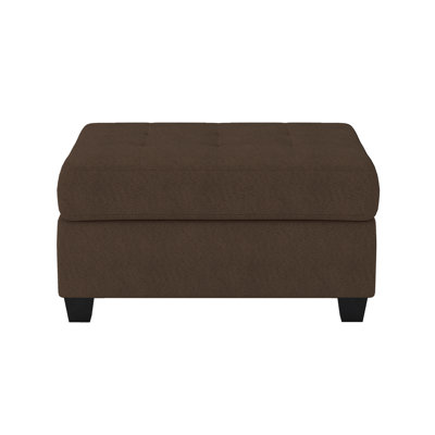 Modern Living Room 1pc Storage Ottoman Tufted Top Brown Fabric Upholstery Solid Wood Furniture