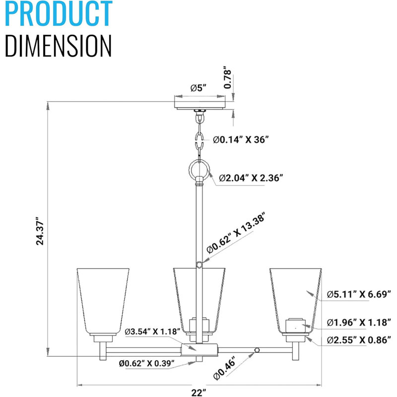 Luminaires de lustre évasés (ampoule non incluse), 5, Nickel brossé