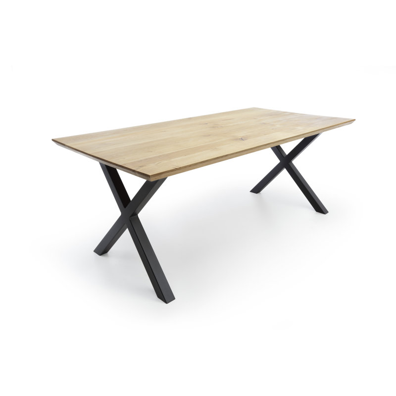 Agile Oak Solid Wood Top Metal Base Dining Table, H74 x L180 x W100cm