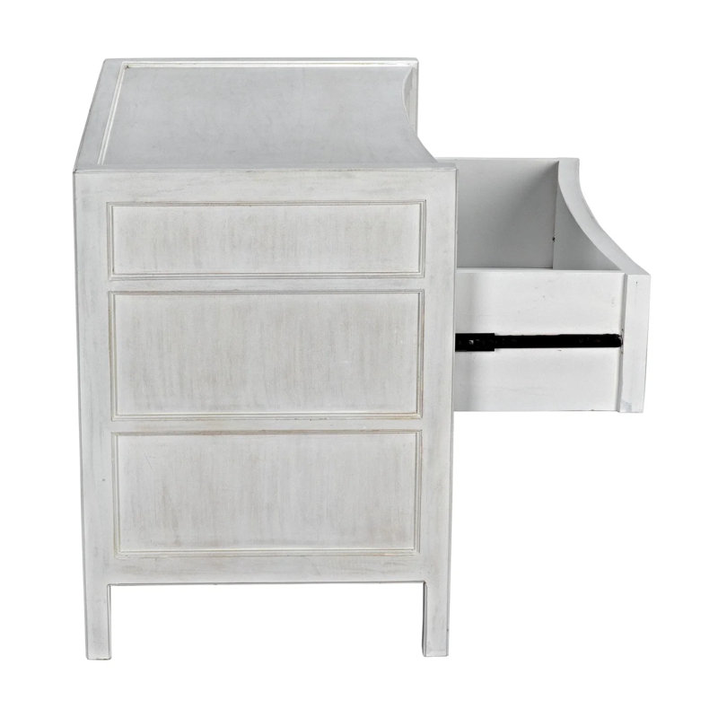 Hampton 3 - Drawer Solid Wood Nightstand, White Wash