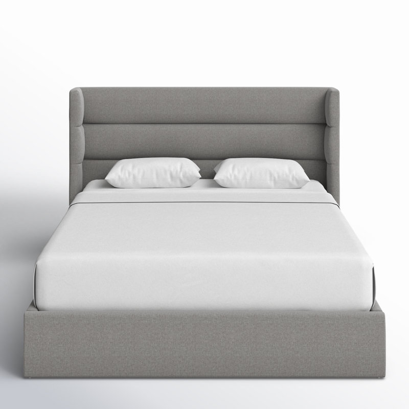 Upholstered Bed, Light Gray, Queen