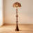 French Mid-Century Wrought Iron & Rattan Floor Lamp