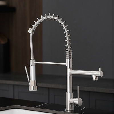 Commercial Kitchen Tap, Stainless Steel, Brushed Nickel, Design Pull Down Faucet, Fashion-Forward Style