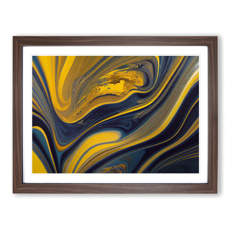 Abstract Marbling Art Vol.1 - Framed Print, 25cm H x 34cm W x 2cm D, Walnut