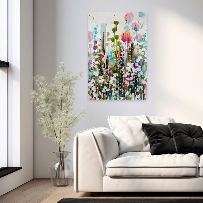 Art contemporain, art floral abstrait contemporain, H 36 po x l 24 po