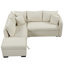 Canapé modulaire en L avec fonction escamotable, housses de couette mobiles en teinte beige et coussin épais-709632546