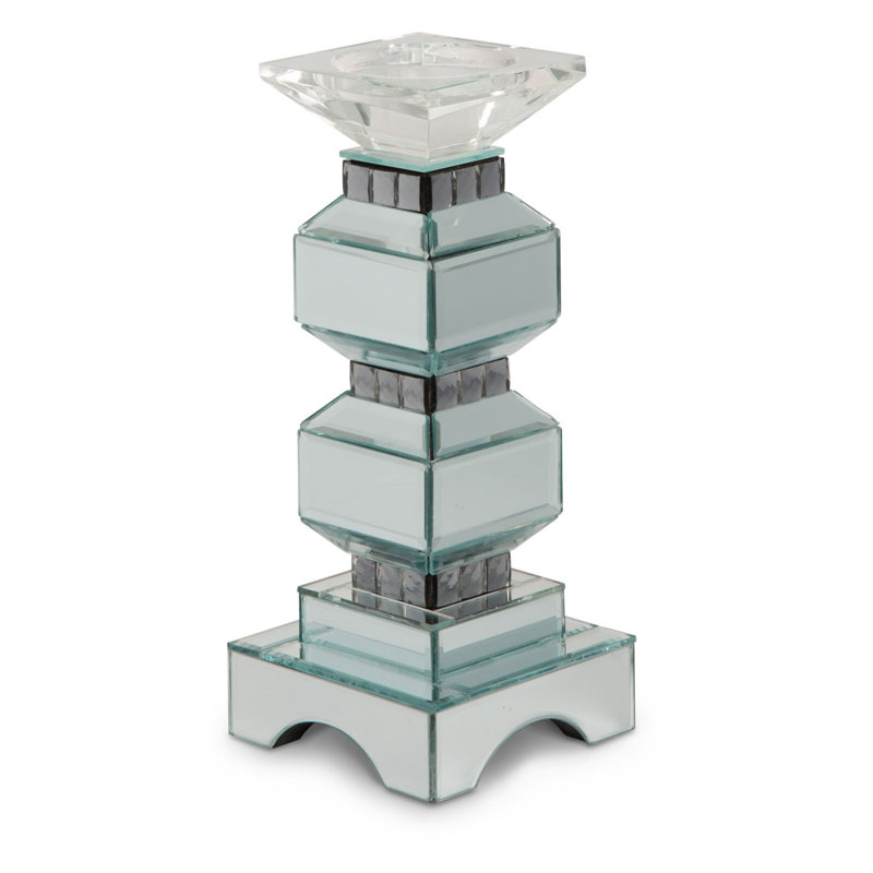 Montreal 12'' Ebony Glass Tabletop Candlestick