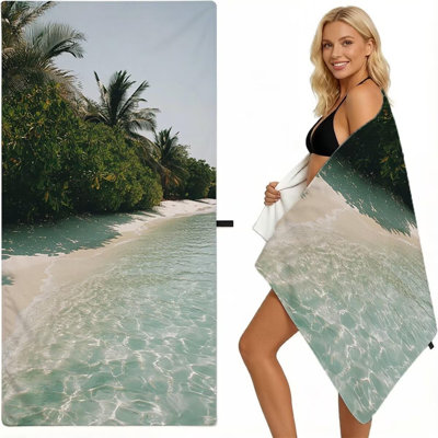 Sea Microfiber Oversized Lightweight Beach Towel XL Extra Large Tree Thin Sand Towels Travel Swim Pool Yoga Gym Camping for Adults Women Men Beach Essentials Accessories Vacation Gift, 32 x 63 in
