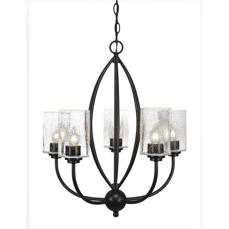 Albreda 5 - Light Dimmable Classic / Traditional Chandelier, Clear Bubble, Dark Granite