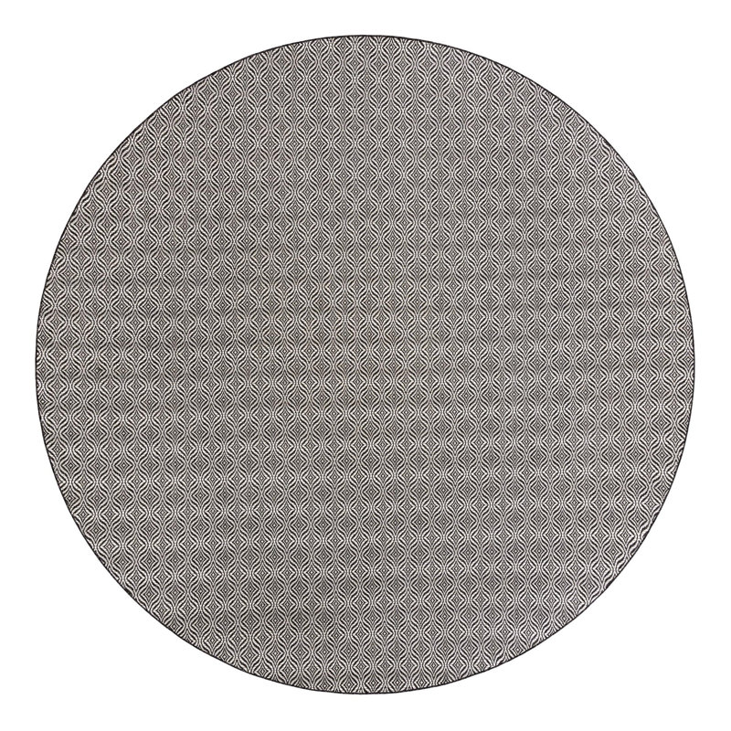 Tapis gris anthracite / ivoire Alishba, Rond 13 pi 1 po