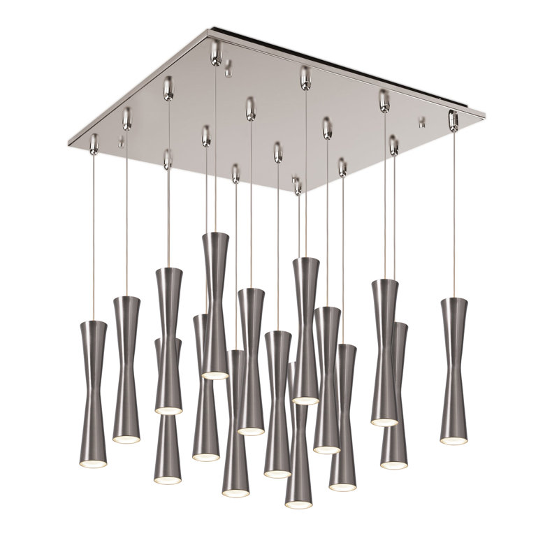 Robson LED Pendant, Brushed Nickel, 16 Lights, 220 W