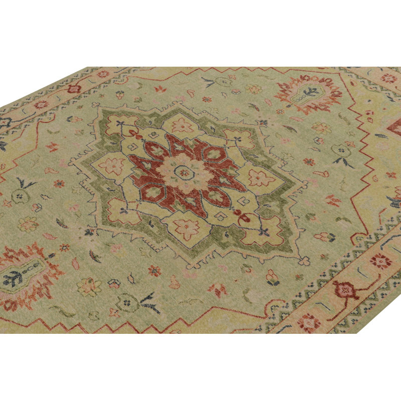 Distressed Homage Hand Knotted Wool Geometric Area Rug, Rectangle 9' x 12'