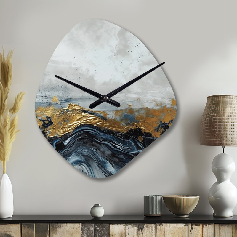Horloge murale asymétrique grise, moderne et contemporaine - horloges murales asymétriques en métal gris, Petit