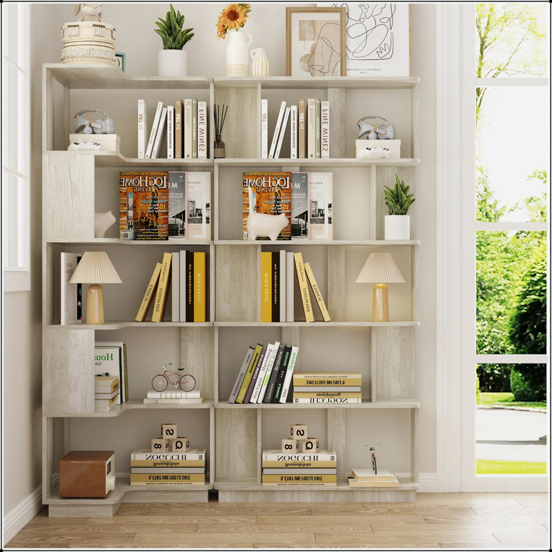Ensemble de 2 bibliothèques combinées gratuites, en forme de L et I, peu encombrantes, parfaites pour l'organisation de la maison et du bureau
