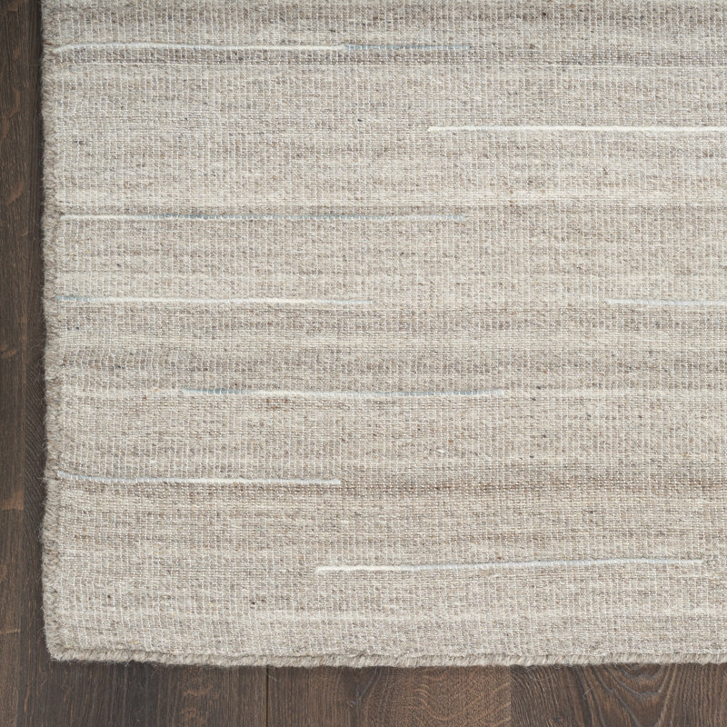 Tapis gris en laine / coton tissé à la main Anerinda, Tapis de couloir 2 pi 3 po x 7 pi 6 po