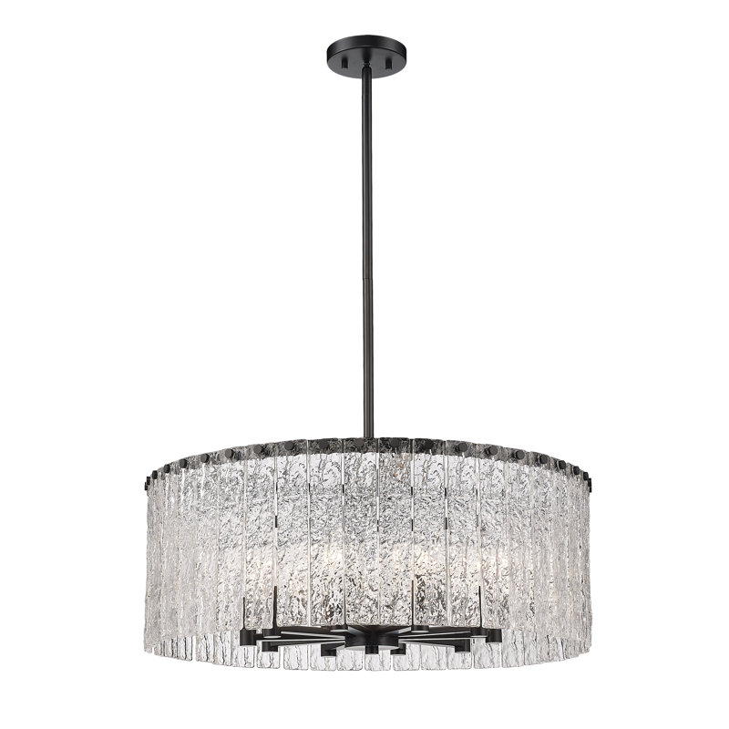 Luminaire suspendu tambour 10 lumières, Noir mat