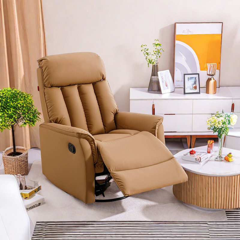 Fauteuil inclinable pivotant en similicuir Kuchler, Kaki