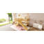 Lit simple superposé en forme de maison avec glissade-124156022-124156023