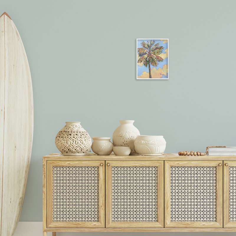  «Summer Santa Rosa Palm», estampe numérique par Paul Brent, H 14 po x l 11 po, Estampe numérique encadrée blanc bord de mer