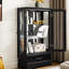 Armoire rétro rétro avec des pieds courbés gracieux et une tablette de 15 à 22 lb, noire, pour la salle à manger, vitrine éclairée, miroir, 3 tablettes, figurine