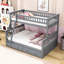 Lit superposé simple au-dessus d'un lit double en bois avec 2 tiroirs-763251854