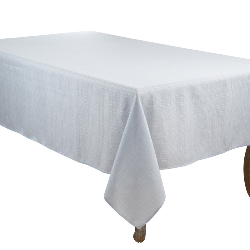 Classic Stitched Plaid Tablecloth, 140" L x 65" W, Blue