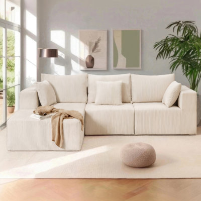 L Shaped Cloud Sectional Couch - Modern Modular sectional Sofa with Deep Seat & Oversized Chaise, 3 Seat Upholstered Couches for Living Room, Bedroom, by Ebern Designs