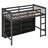 Loft Bed With 8 Open Storage Shelves And Built-In Ladder-1241793836