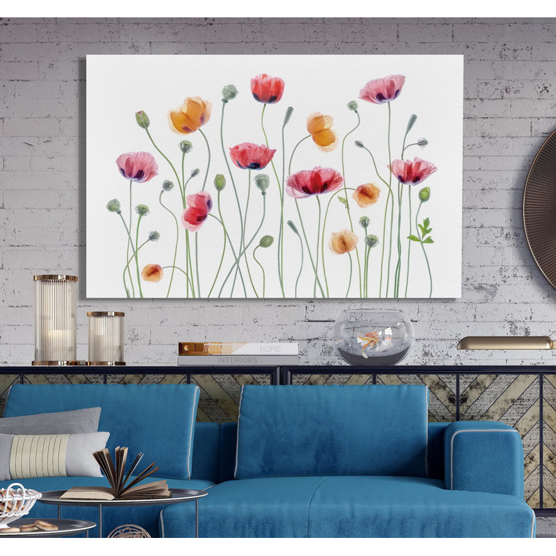 «High Key Poppy Party», reproduction, H 12 po x l 18 po x 1,5 po, Toile tendue
