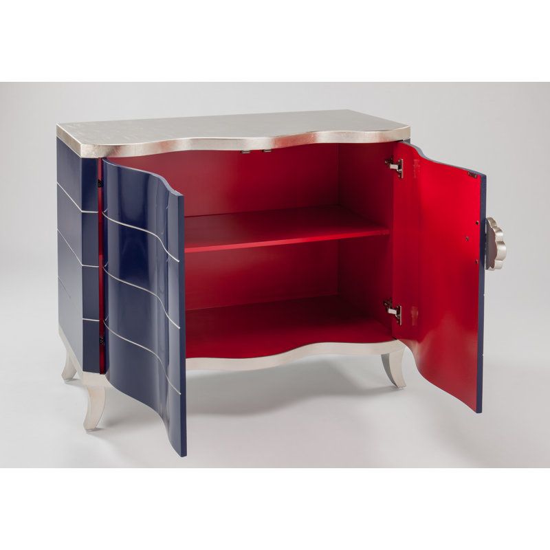 Lapis Blue and Silver Rectangular Accent Cabinet