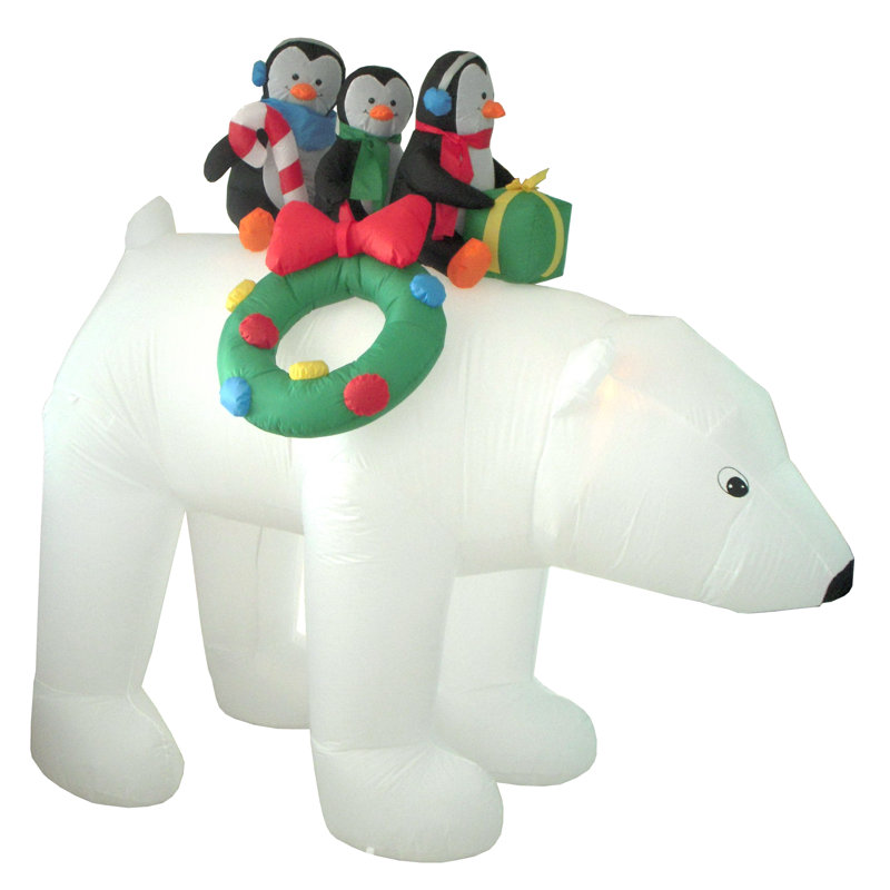 Décoration de Noël gonflable, pingouins à dos d'ours
