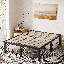Structure de lit en métal Agulla de 16 po de hauteur avec des lattes en bois robustes, aucun sommier requis, assemblage facile-206172386