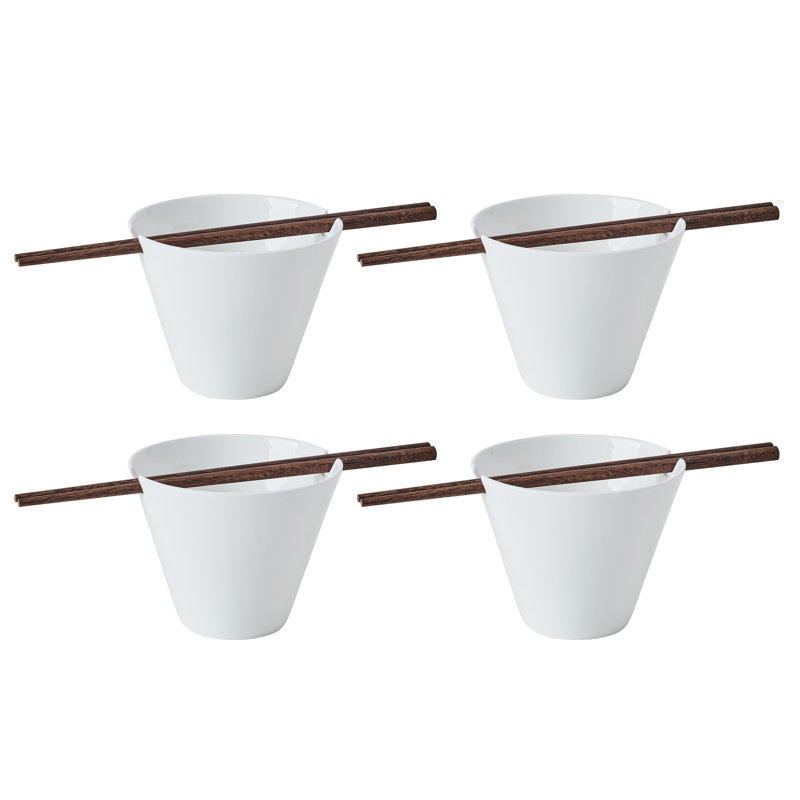 Delray Bone China Noodle Bowl with Chopsticks