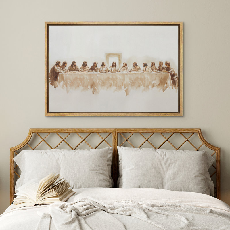 «The Last Supper», impression sur toile encadrée de décorations murales de chambre à coucher, H 16 po x l 24 po, Naturel