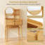 Tabouret de coiffeuse 23,5 "avec 2 tiroirs et tablettes de rangement ouvertes