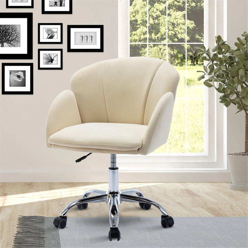 Cescily Velvet Task Chair, Beige