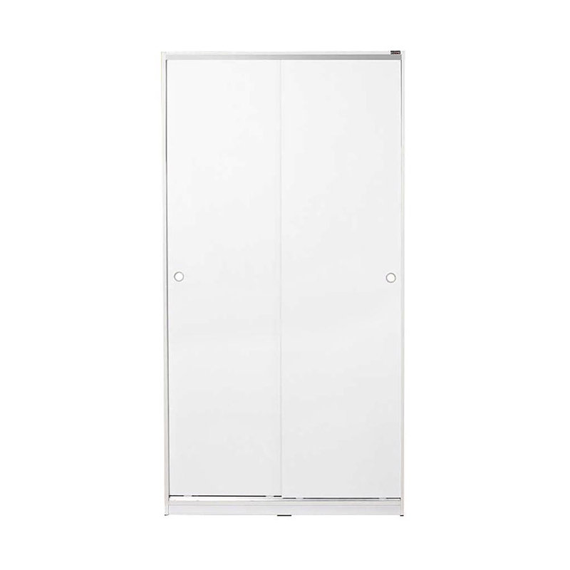 Matt White Sliding 2 Door Wardrobe Half Hanging Half Shelves