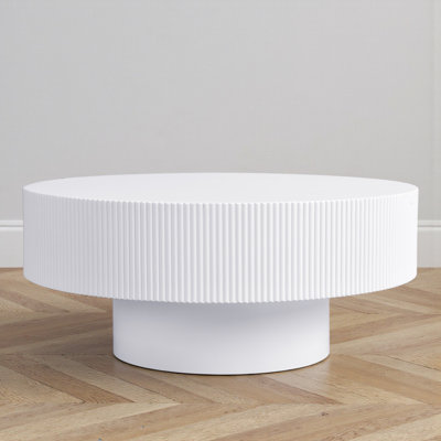 Round Coffee Table, Fluted Drum Design, Sleek & Chic Modern, Living Room Statement