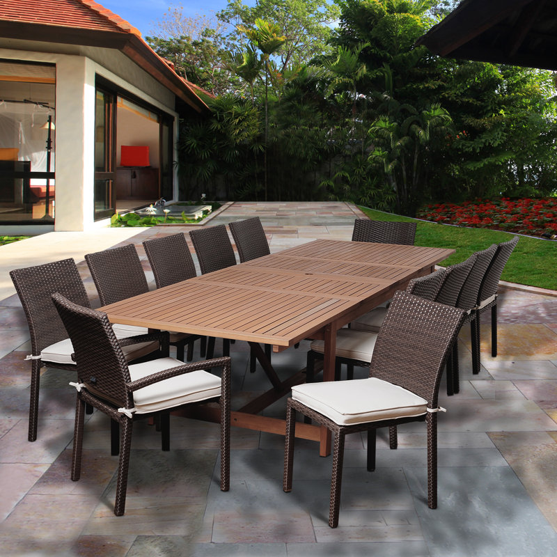 Brighton 12 - Person Patio Dining Set with Rectangular Table , Cushions Included