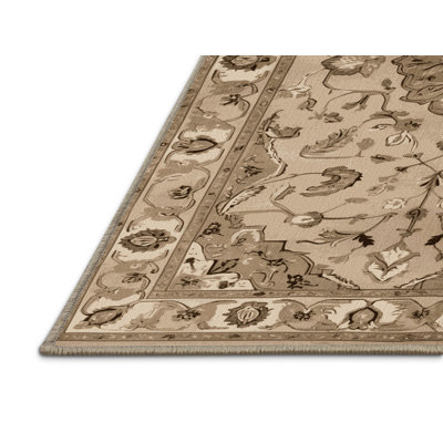 Machine Washable Tabriz Brown Area Rug