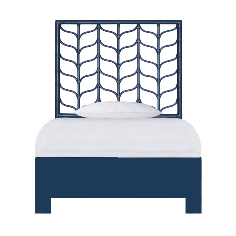 Ivy Twin Platform Bed, Citrus Orange, Twin XL, Navy Blue