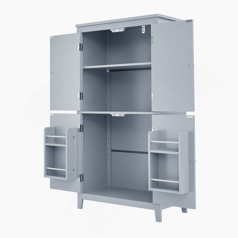 Elegant Bathroom Floor Storage Cabinet, Grey