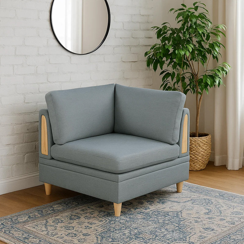 Canapé de coin en acier Dorris, Tissu mélange de gris