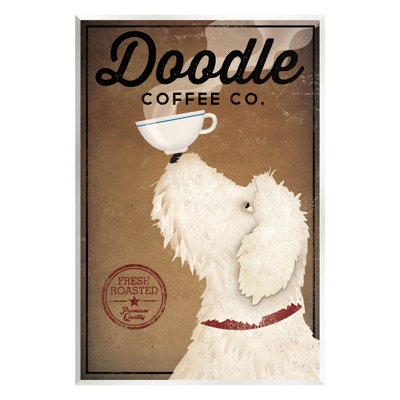Vintage Doodle Coffee Dog Sign by Ryan Fowler - Unframed Graphic Art on MDF