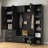 American Style 4-in-1 Hall Tree with Padded Bench Entryway Organizer, 4 Hooks & Adjustable Storage Shelves for Mudroom, Hallway-1855874270