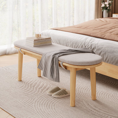Wood Upholstered Bench Dining Bench End of Bed Bench by George Oliver