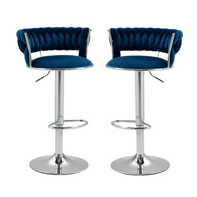 Andraya Swivel Upholstered Adjustable Height Bar Stool with Iron Frame