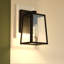  Applique murale d'extérieur contemporaine noire matte à 1 lumière H 9,5 po Sutton fabriquée en acier durable, en verre bullé transparent, compatible avec les DEL, à utiliser pour la porte d'entrée de patio ou de garage-761550515