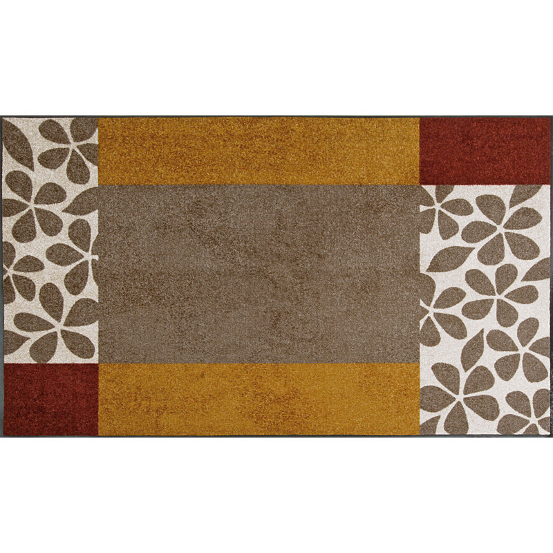 Florita Gray Doormat, Yellow
